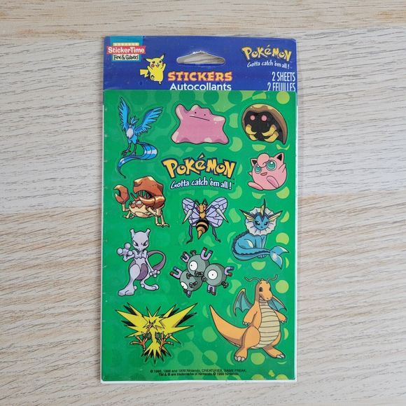 Vintage Pokemon Nintendo Stickers Sticker Time 12 Ct Sealed Ditto Mew 2000 Y2k - Picture 1 of 4